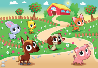 卡通田园与动物