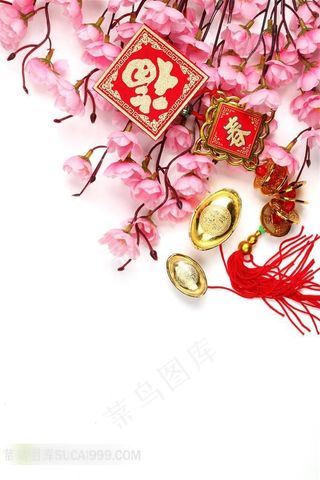 新年装饰品桃花元宝图片