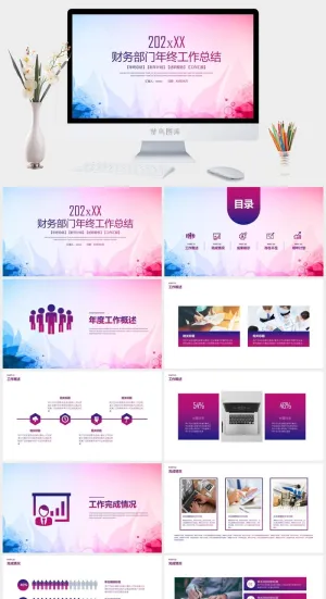 财务部门年终工作总结PPT模板预览图