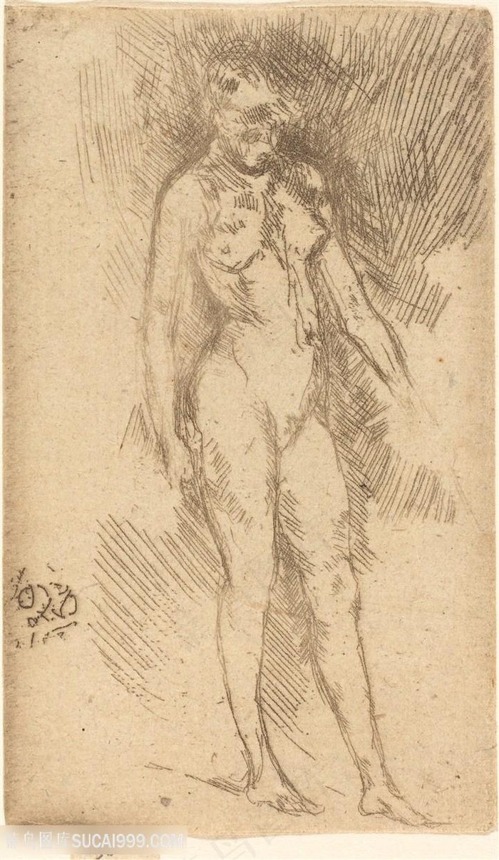 高清惠斯勒素描裸体女性装饰画