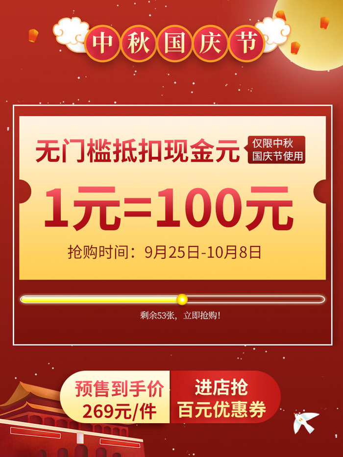 淘宝天猫京东年货节优惠券主图边框无线端主图优惠券电商素材