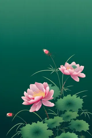 绿色高雅简约荷花国风背景