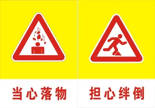 当心落物担心绊倒标志