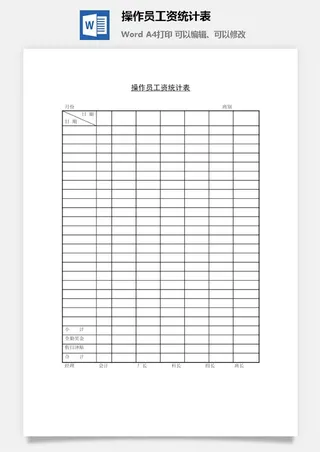 操作员工资统计表word模板