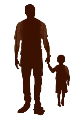 父亲牵着孩子背影剪影免抠