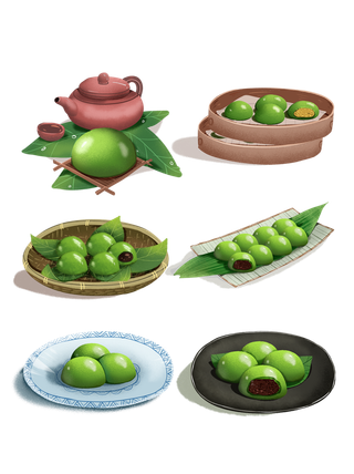 清明节青团手绘元素