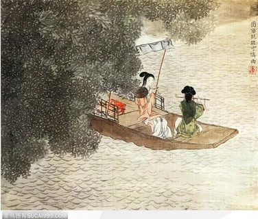 人物篇-泛舟听笛图