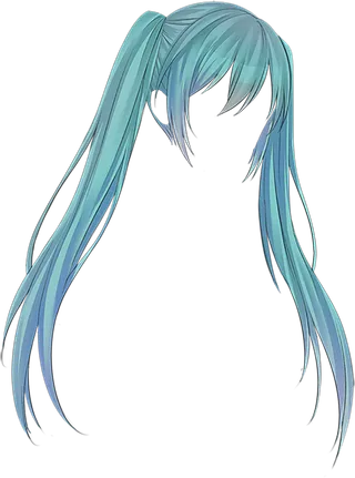 蓝色长发素材卡通