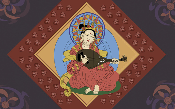 复古中式国潮风敦煌花纹装饰图案花卉藻井肌理圆形边框素材(9071x5669)psd模版下载