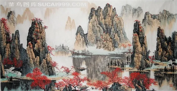 水墨山水画图片素材