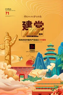 建党100周年党建宣传海报