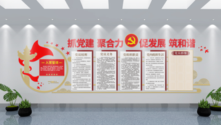 党建文化墙抓党建聚合力促发展筑和谐