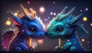 温馨、龙、眼睛、可爱、甜蜜