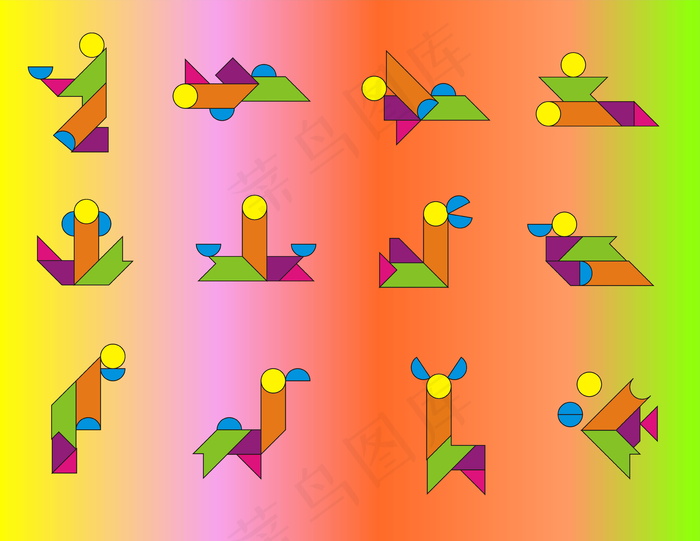 七巧板拼图图案大全
