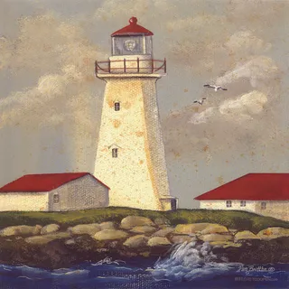海景灯塔油画风景画