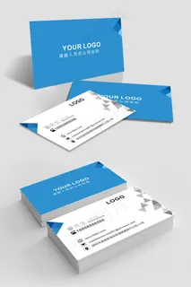 蓝色简约大气商务名片设计模板