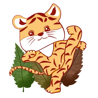 卡通小老虎PNG免抠插画素材可爱动物老虎插画贴图PNG免抠设计素材