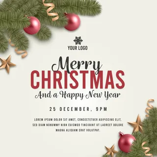 圣诞节圣诞树圣诞老人闪亮装饰电商促销折扣海报