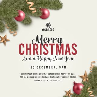 圣诞节圣诞树圣诞老人闪亮装饰电商促销折扣海报