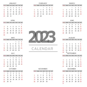 2023年日历白色背景
