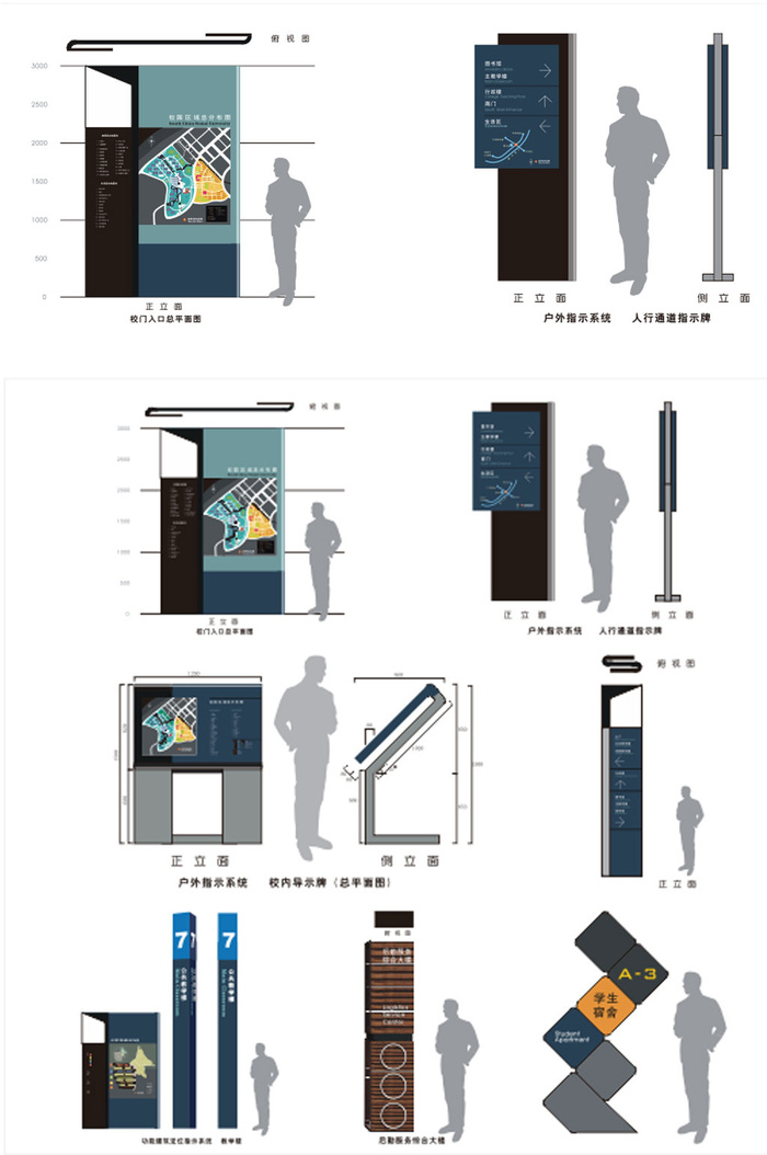 全套小区学校引导牌导视牌设计cdr矢量模版下载