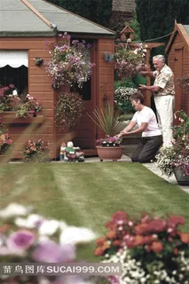 正在种花的老年夫妇 正在种花的老年夫妇