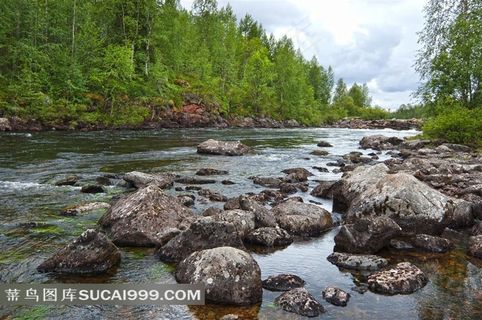 旅游名胜山林河流图