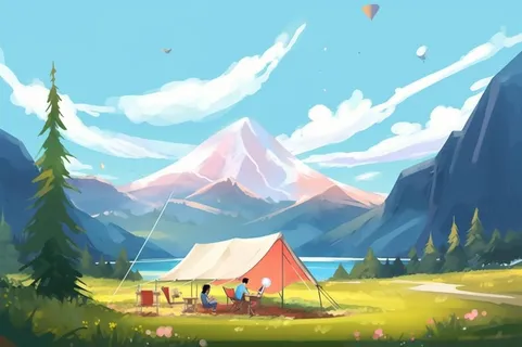 露营清新蓝天海报背景