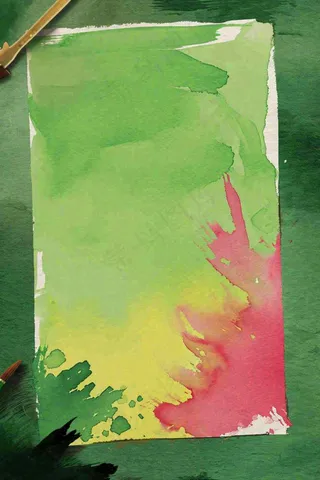 清新绿色纸张泼墨水墨纹理