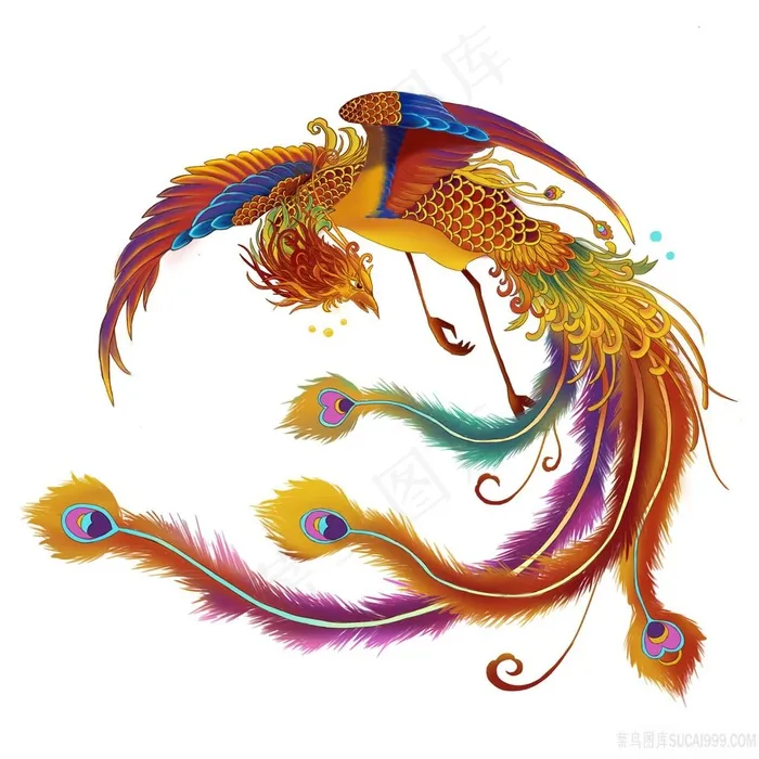 PNG空底凤凰绘画图片