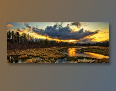 田野黄昏云彩全景图