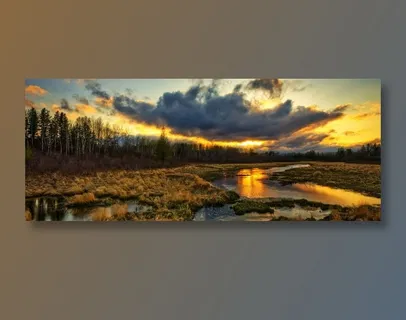 田野黄昏云彩全景图