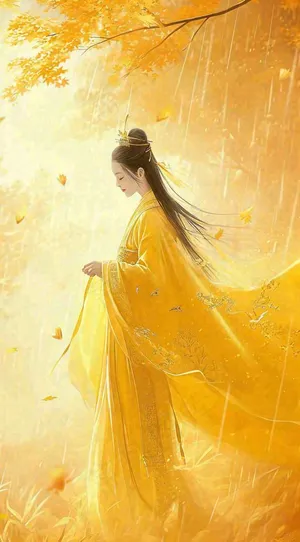 中国风古风美人秋天秋叶温馨