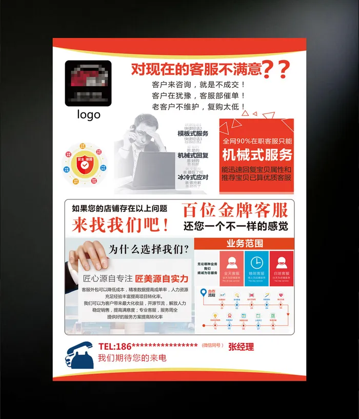招聘客服海报设计psd模版下载