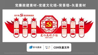 党建文化墙党建素材CDR预览图红色背景忠于党党的光辉历程整体形象