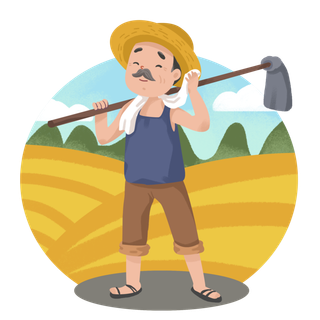 五一劳动节农民伯伯干农活擦汗