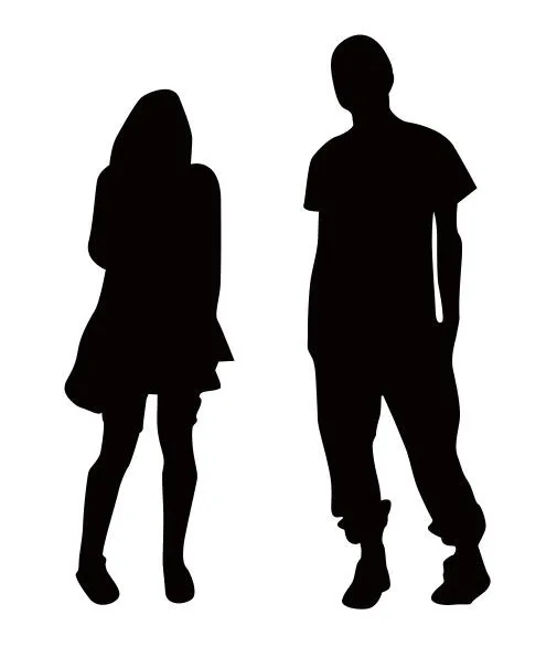 矢量男女人物剪影cdr矢量模版下载