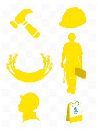 五一劳动节创意剪影元素