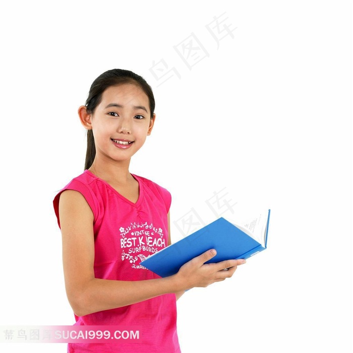 拿书本的漂亮女孩素材
