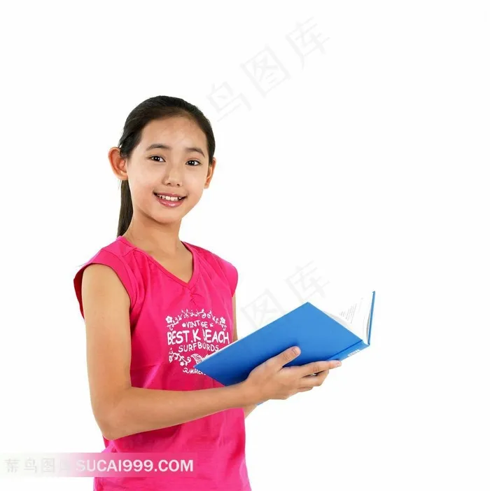 拿书本的漂亮女孩素材