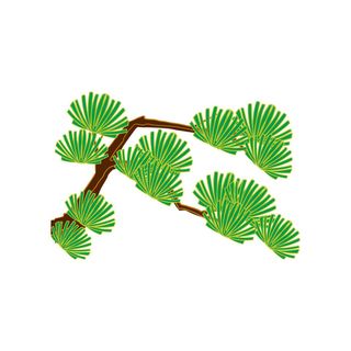 国潮风松树松枝松柏树木手绘植物装饰图案元素PSD设计素材