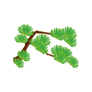 国潮风松树松枝松柏树木手绘植物装饰图案元素PSD设计素材