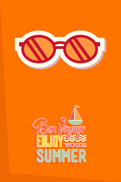 夏天海报矢量插画扁平风格