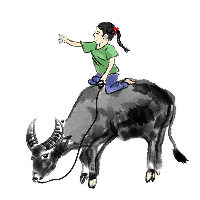 清明清明节卡通牧童指路