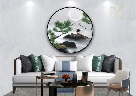 松树月亮山水图客厅卧室装饰画玄关画 松树月亮山水图客厅卧室装饰画玄关画