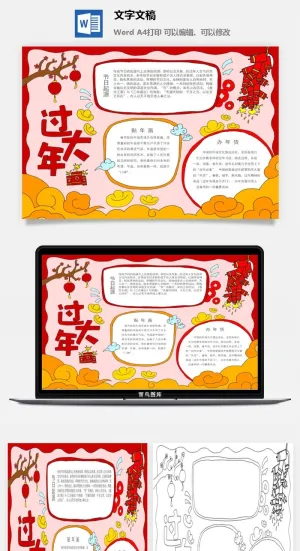 虎年新年快乐手绘手抄报3