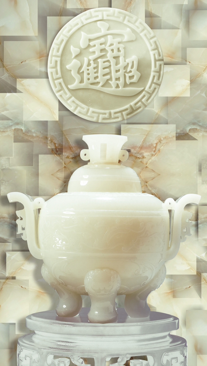 雕塑玉雕背景风景psd模版下载