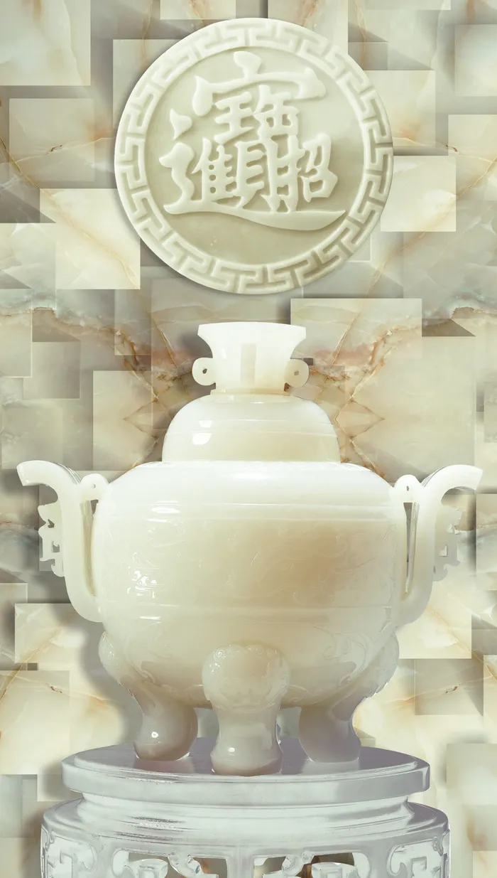 雕塑玉雕背景风景psd模版下载