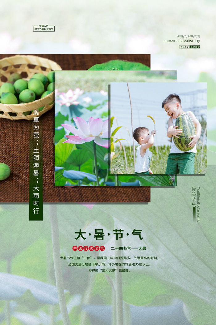 大暑海报节气素材psd模版下载