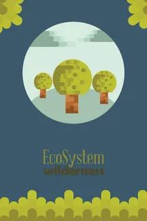 自然风景动物植物扁平矢量插画